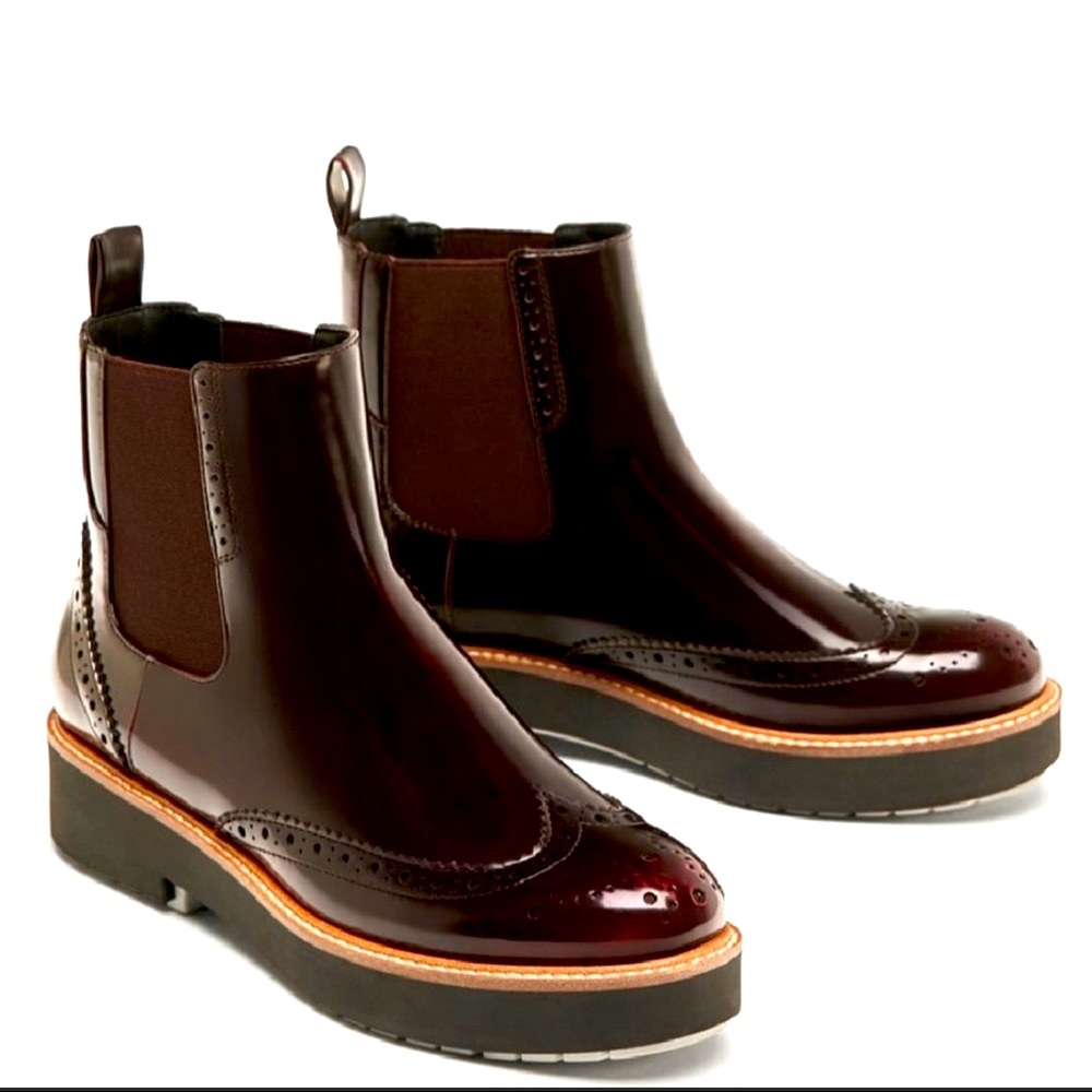 Zara Chelsea Platform Ankle Boots Brogues